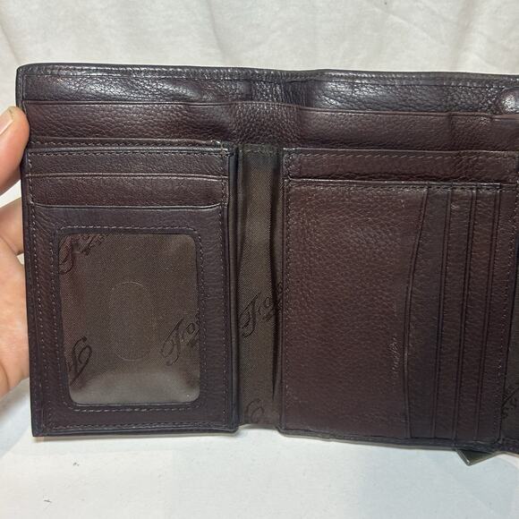 FOSSIL WOMENS Brown Soft LEATHER WALLET SNAP CLOSE ZIPPER POCKET - Picture 7 of 9
